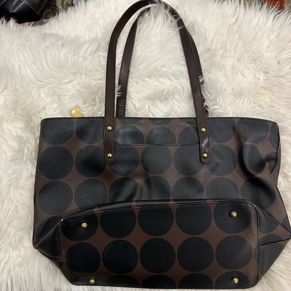 Black and Brown Polka dot Brahmin Tote - Picture 2 of 5
